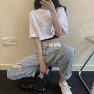 배꼽 여성용 여성반팔 반팔크롭티 짧은티셔츠 크