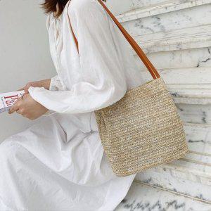 스퀘어 왕골 도트백 가방 크로스백 ELG-05