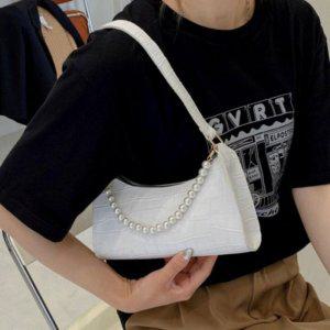 진주 바케트 공용크로스백 패턴 고급스러운 여자