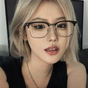 하금테 블루라이트차단안경 도수없는안경 반뿔테