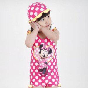 수영복 미니마우스 여아 세트 수영모자 원피스