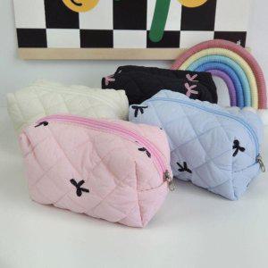 휴대용 예쁜파우치 리본자수 화장품파우치 퀼팅 이너