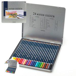 수채연필 미술용 드로잉 전문가용 학생용 스케치용 컬러 미술학원수채 색연필 24색 틴케이스