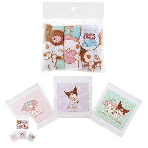 여성손수건 땀 흡수력좋은 여름 레이스 플라워 자수 얇은 마이멜로디 쿠로미 손수건 3P