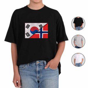 반팔티셔츠 대한민국 노르웨이 국기 전쟁 그림 다양한색상 전사이즈
