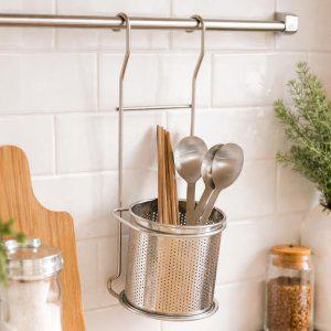 정공 타공스텐 원형수저통100 걸이형세트(쟁반포함)