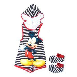 슈즈 여아 수영복 래쉬가드 미키 2피스 후드 세트