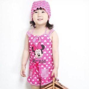 점프수트 여아 수영복 세트 수영모자 미니마우스