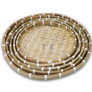 명절 대나무 식품건조 튀김 전 5P 원형 바구니 채반