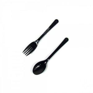 일회용 위생 수저세트 블랙 캠핑 포크와 스푼