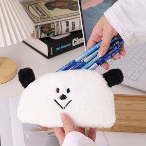 강아지 캐릭터 필통 수납용 뽀글이 동물 인형