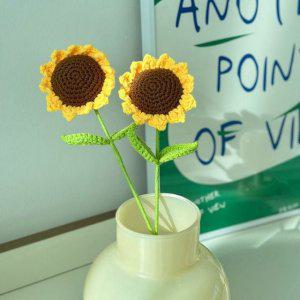 해바라기 인조꽃 꽃다발 완제품 유치원 졸업선물 니트조화 인테리어 소품용꽃