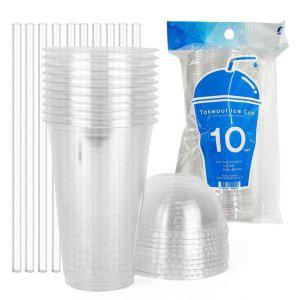 테이크아웃 아이스컵 돔뚜껑 빨대 410ml 컵세트