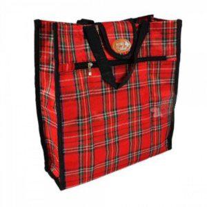 체크 패턴 대형 시장가방 미니 쇼핑백 휴대용 장바구니