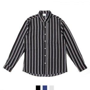 트렌디 루즈핏 스트라이프셔츠 헨리넥셔츠 카치온