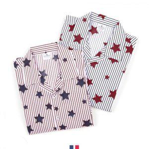 별프린팅 긴팔남방 남자셔츠 파자마셔츠 스트라이