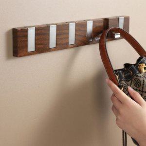 옷정리장인 호두나무형 후크 옷걸이 열쇠 한줄식 고리 가방 무타공 펀치리스 피아노 홀더