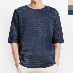 티셔츠 린넨 면반팔티 린넨남자라운드반팔티셔츠