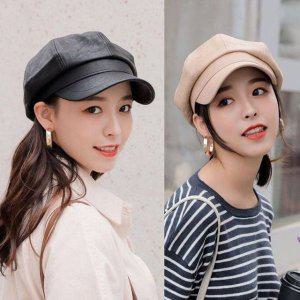 여자뉴스보이캡 빵모자 심플 레더 헌팅캡 여성뉴