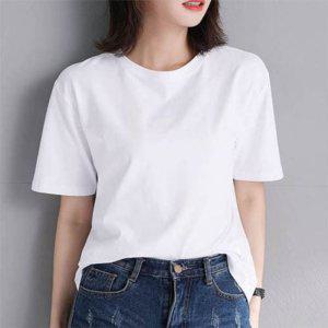 여름 여성 흰색면티 여성반팔티셔츠 무지 루즈핏
