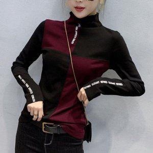 나시 목 폴라 반반 배색 민소매 여름민소매티