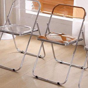 클리어 스틸 체어 인테리어 접이식 카페 아크릴 의자