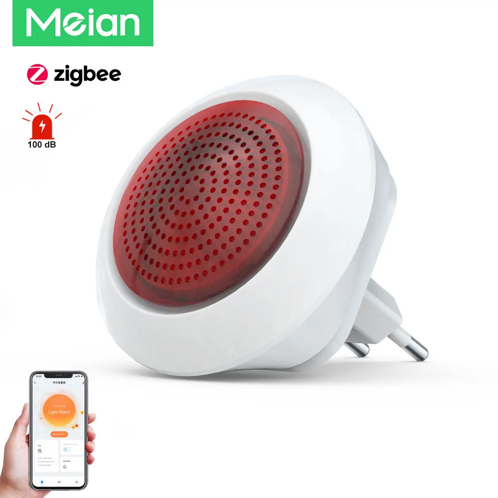Meian Tuya 100dB 사이렌 경보 무선 Sirena Alarma 스마트 라이프 APP ZigBee 3.0 게이트웨이를 통한 보안 보호 제어 연결