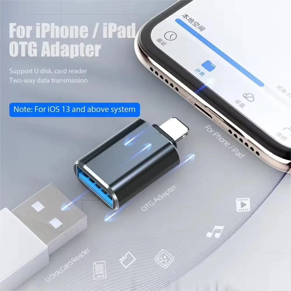 폰 아이패드 OTG USB 3.0 어댑터 라이트닝 남성형에서 USB 3.0으로 iOS 13 이상 호환 아이폰 14 13 12 11 프로 XS 맥스 XR