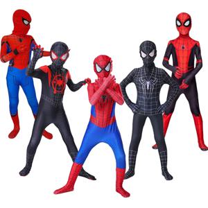 스파이더 맨 코스프레 판타지 의상 소년 소녀를위한 점프 슈트 Miles Morales 슈퍼 히어로 할로윈 카니발 Zentai Bodysuit