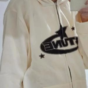 유럽과 미국의 어두운 스웨트 셔츠 남성과 여성의 후드 고스 커플 하라주쿠 대형 지퍼 까마귀