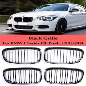 BMW 1 시리즈 F20 F21 프리 페이스리프트 2011-2014용 글로스 블랙 싱글/더블 슬랫 M 퍼포먼스 키드니 프론트 범퍼 ABS 그릴