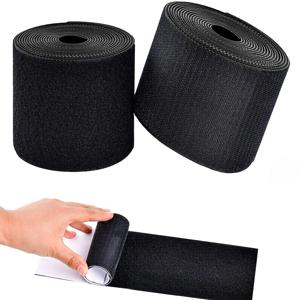 1/2/5M 강력한 자체 접착 패스너 후크 및 루프 스트립 (접착제 포함) 양면 장착 테이프 DIY 공예 액세서리 50mm 검정색