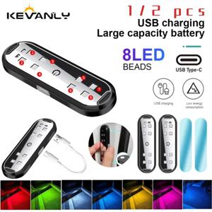 BLALION 자동차 도어 조명 LED 환영 빛 자기 제어 USB 충전 자동 오픈 도어 안전 충돌 방지 비상 신호 램프