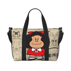 Mafalda 만화 비치 토트백 여성용, 초대형 체육관 캐리 온 키노 만화 여행 쇼핑백, 맞춤형 빈티지