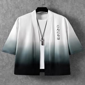 ZENJIRO KIMONO 남성 여름 반팔 프린트 셔츠 패션 내셔널 트렌드 하라주쿠 레트로 카디건 기모노 일본 여름