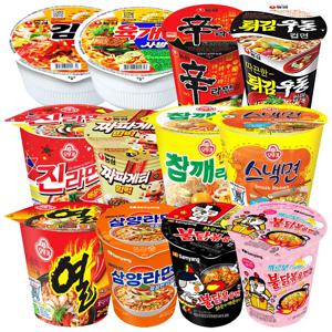 인기 소컵라면 12종(육개장사발면+김치사발면+신라면+진라면매+튀김우동+짜파게티범벅+참깨+스낵면+열라면+삼양라면+불닭+까르보불닭)