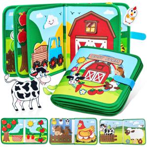 몬테소리 장난감 유아를위한 바쁜 책 농장 동물 이야기 바쁜 보드 어린이 파인 모터 조기 교육 장난감 여행 선물