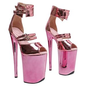 Leecabe 23CM / 9inches Shiny PU 어퍼 트렌드 패션 플랫폼 하이힐 샌들 스트리퍼 힐 폴 댄스 슈즈