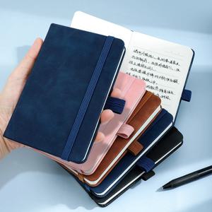 A6 크기 비즈니스 휴대용 노트북, 스트랩이 있는 Pu 가죽 커버, 학생 문구 메모장, 핸드 레저 노트 패드 96 매 192 페이지/책