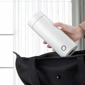 400ML 전기 가열 컵 소형 휴대용 전기 가열 물컵 보온 일체형 끓는 물 주전자 여행용