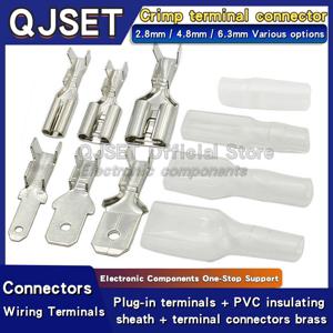 100Pcs 2.8mm 4.8mm 6.3mm 플러그 스프링 여성 남성 스페이드 콜드 크림프 터미널 커넥터 자동차 스피커 전기 와이어 커넥터 세트