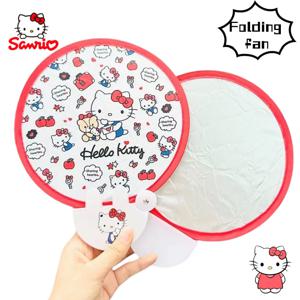 헬로 키티 만화 패턴 접는 팬 크리 에이 티브 카와이 미니 반사경 그룹 팬 휴대용 어린이 장난감 촬영 소품 선물