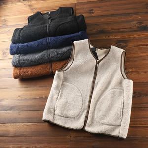 노르딕 양면 플리스 두꺼운 따뜻한 조끼 커플용 남성용 스탠다드 핏 브이넥 가을 겨울 패션 캐주얼웨어