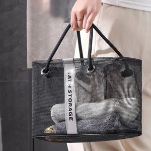 접이식 메쉬 배수 바구니 2in1 여행 세면 용품 수영 주최자 대형 휴대용 운반 손잡이 친환경 보관