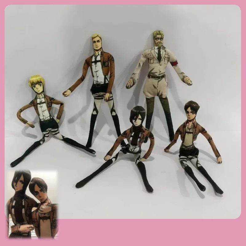 진격의 거인 애니메이션 코스프레 인형 플러시 봉제 피규어, 유연한 철사 포함, 진격의 거인 추상 소품 장식용 장난감