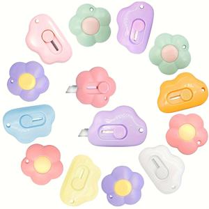6pcs 미니 꽃 구름 모양의 휴대용 포켓 개폐식 유틸리티 나이프 박스 커터 키 체인 구멍