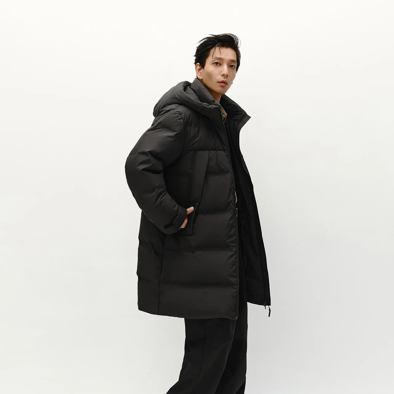 세미르 다운 재킷 남성 롱 후드 루즈핏 심플 다용도 2025 겨울 남성 의류 겨울 아우터