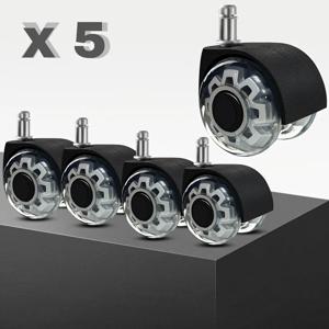 5팩 2인치 고강도 폴리우레탄 무소음 회전 바퀴, 사무실 및 게임 의자용 교체용 부드러운 롤링 휠, 가구
