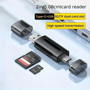 4-in-1 다기능 USB TYPE-C 카드 리더기 외부 저장 장치 블랙 스트레치 메모리 스틱용 USB 2.0 미니 SD TF 카드 리더기