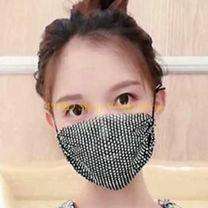 49md 반짝이는 모조 다이나 스톤 메쉬 마스크 여성용 가면 클럽 휴일 파티 체인 반짝이는 크리스탈 파이즈 페이스 커버